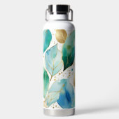Bouteille D'eau Feuilles bleu, Turquoise et or (Plage)
