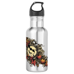 Bouteille D'eau Feuilles d'automne. Motif d'Halloween.