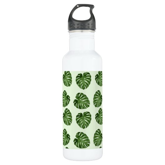 Bouteille D'eau Feuilles de palmiers, Feuilles verts, Motif tropic (Devant)
