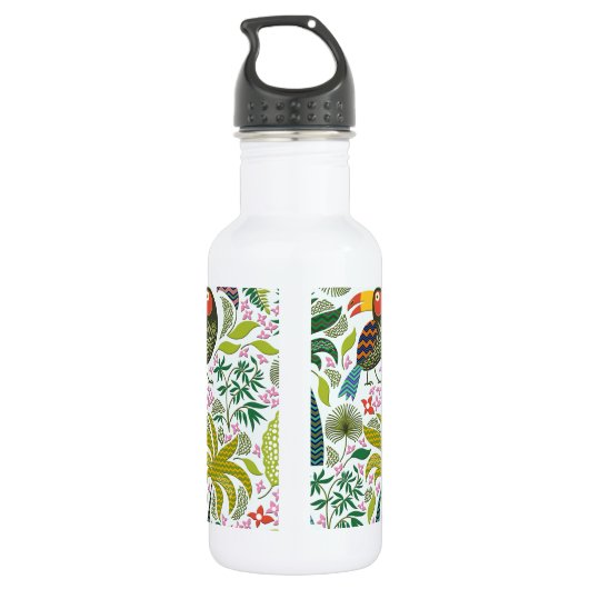 Bouteille D'eau Feuilles Et Oiseaux Exotiques (Dos)