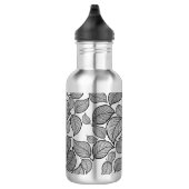 Bouteille D'eau Feuilles noirs stylisés à la main sur argent (Droite)