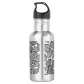 Bouteille D'eau Feuilles noirs stylisés à la main sur argent (Dos)