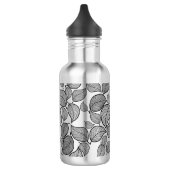 Bouteille D'eau Feuilles noirs stylisés à la main sur argent (Gauche)