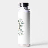 Bouteille D'eau Feuilles tropicales vertes aquarelle Monogramme (Gauche)