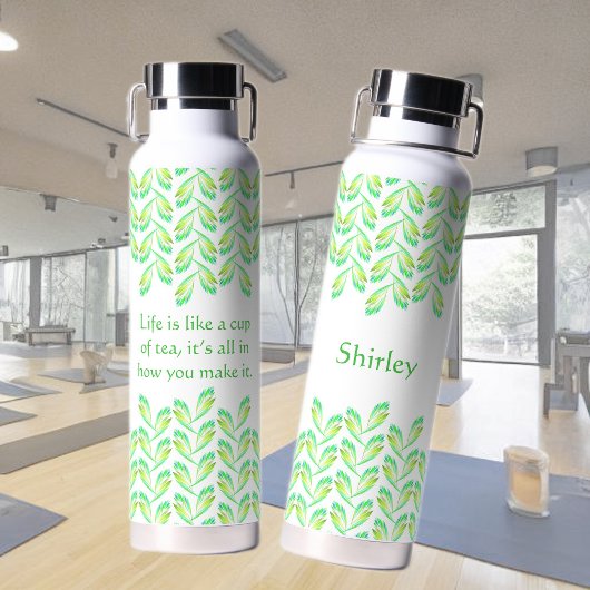 Bouteille D'eau Feuilles verts néon - art fractal, irlandais disan