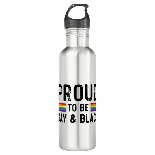Bouteille D'eau Fier D'Être Gay Et Black Pride Mois 2025 (Devant)