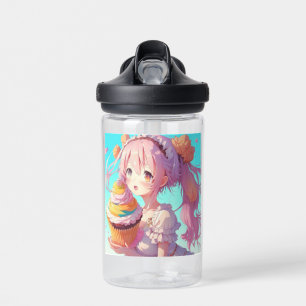 Bouteille D'eau Fille Anime personnalisée avec cupcake Whimsical