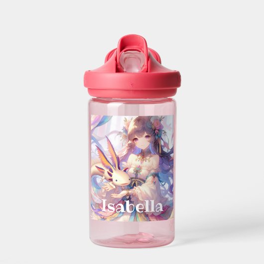 Bouteille D'eau Fille Anime personnalisée et Axolotl (Avant)