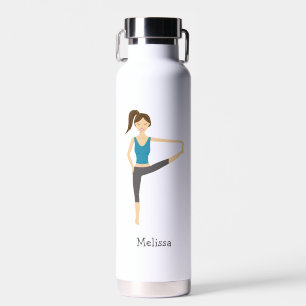 Bouteille D'eau Fille de yoga en pose étendue de la main au pied e