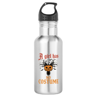 Bouteille D'eau Fille d'Halloween n'a pas de costume Citrouille