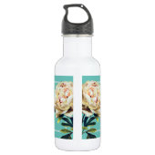 Bouteille D'eau Fille fleurie et turquoise Personnalisée (Dos)