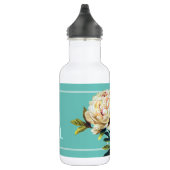 Bouteille D'eau Fille fleurie et turquoise Personnalisée (Droite)