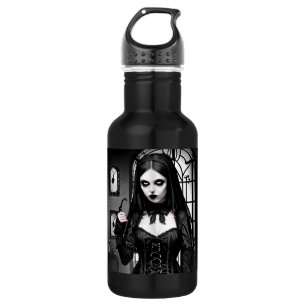 Bouteille D'eau Fille gothique Éffrayante noire et blanche