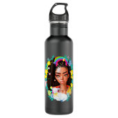 Bouteille D'eau Fille noire Pâques Magie Peau Brown Filles Printem (Devant)