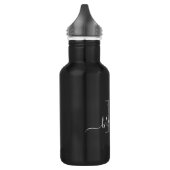 Bouteille D'eau Fille Script Artsy Sketted Monogramme Nom Noir (Gauche)