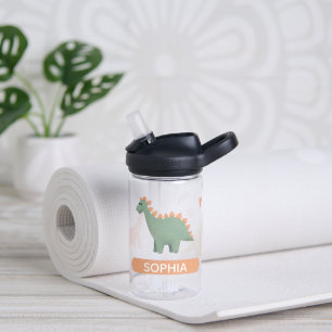 Bouteille D'eau Filles Cute Boho Dinosaure rose et Fleurs Enfants