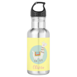 Bouteille D'eau Filles Cute Llama Nom Personnalisé Enfants