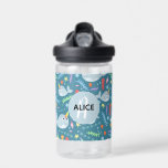 Bouteille D'eau Filles mignonne Magique Arc-en-ciel Narwhal Enfant<br><div class="desc">Ce design de bouteille d'eau douce et fantasque pour enfants avec un motif de narval arc-en-ciel de l'océan, vous permet d'ajouter le nom et le monogramme de vos filles dans une belle typographie. Le cadeau de retour à l'école bleu bleu turquoise parfait pour votre enfant, parfait pour la maternelle ou...</div>
