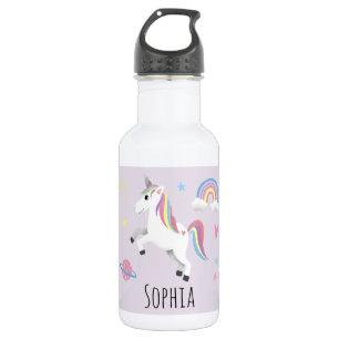 Bouteille D'eau Filles mignonnes licorne magique, arc-en-ciel et é