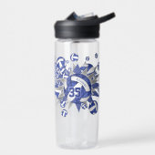 Bouteille D'eau filles sport bleu blanc gris volleyballs étoiles (Gauche)