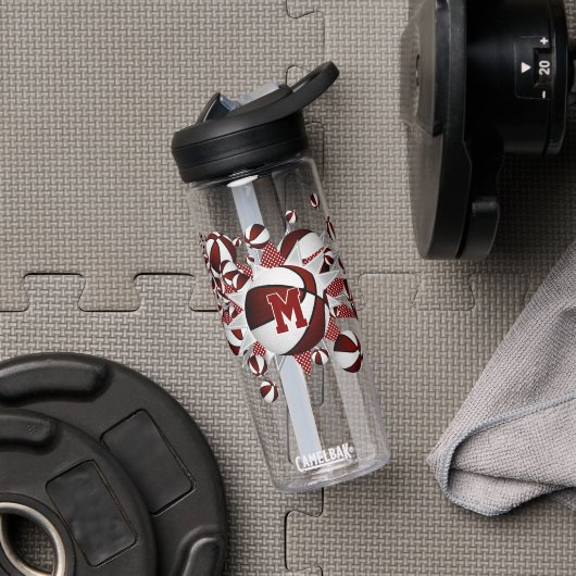 Bouteille D'eau filles sport maroon basketballs étoiles (Droite)