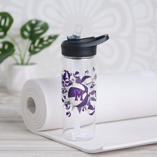 Bouteille D'eau filles sport violet blanc basketballs étoiles (Yoga)