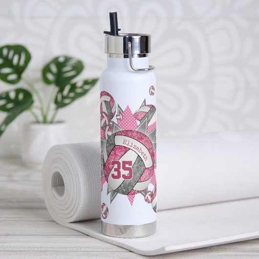 Bouteille D'eau filles sport volley-ball gris rose volley souffle (Yoga)