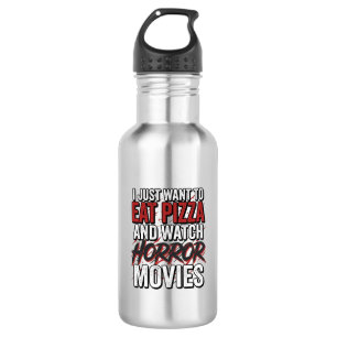 Bouteille D'eau Films d'horreur de pizza Typographie vintage Hallo
