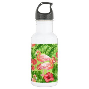 Bouteille D'eau Flamant rose et plantes tropicaux