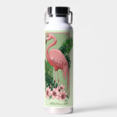 Bouteille D'eau Flamant rose rose Vert Feuilles Lily (Avant)