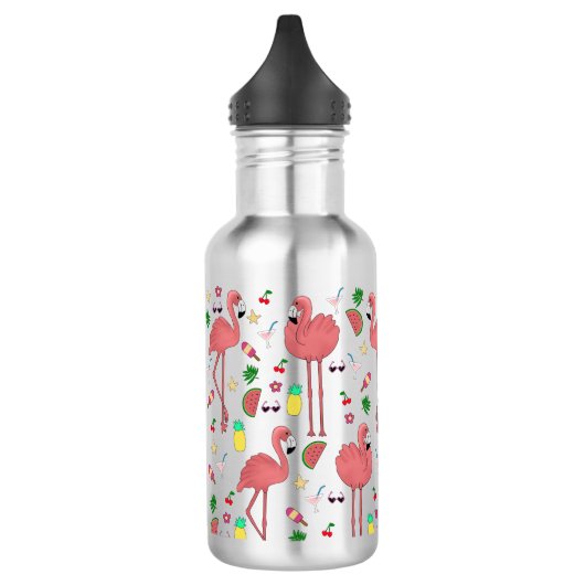 Bouteille D'eau Flamants roses et thème été (Gauche)