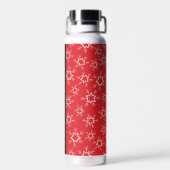 Bouteille D'eau Flammes de neige rouges et blanches, Votre nom, Pe (Arrière)