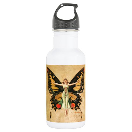 Bouteille D'eau Flapper Butterfly Flying Woman Illustration (Devant)