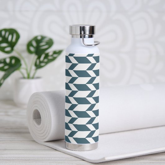 Bouteille D'eau Flèche à deux tons gras Chevron Bleu Bleu Bleu (Yoga)