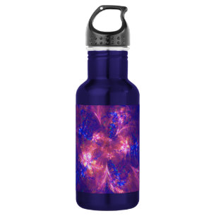 Bouteille D'eau Fleur Abstraite Mélange De Motifs Violet Et Bleu