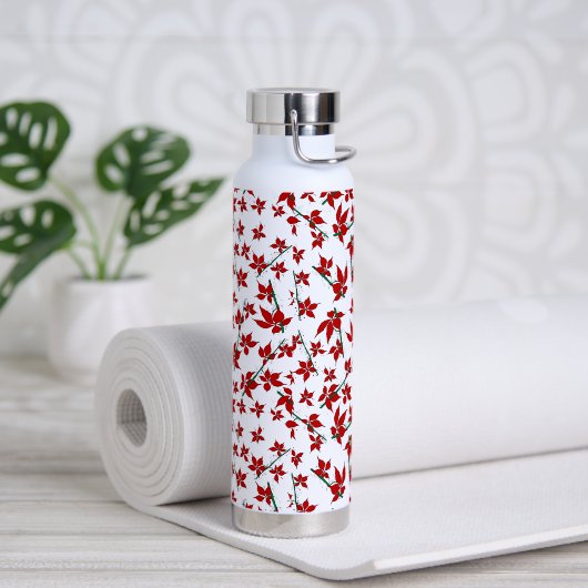 Bouteille D'eau Fleur botanique rouge de Noël (Yoga)