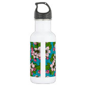 Bouteille D'eau Fleur d'Apple sur le turquoise (Dos)