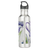 Bouteille D'eau Fleur d'aquarelle fleurie de l'Iris Bleu Femmes (Dos)
