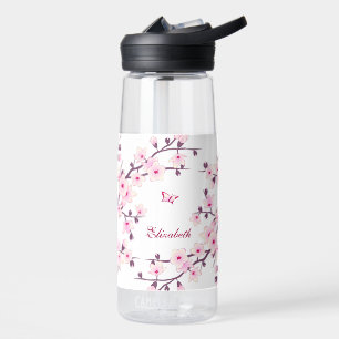 Bouteille D'eau Fleur de cerisier Monogramme blanc rose