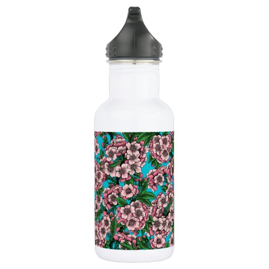 Bouteille D'eau Fleur de cerisier sur bleu (Droite)