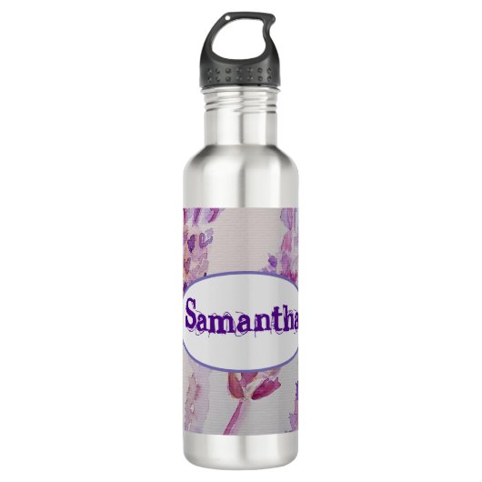 Bouteille D'eau Fleur de lavande et aquarelle d'abeille Anniversai (Devant)