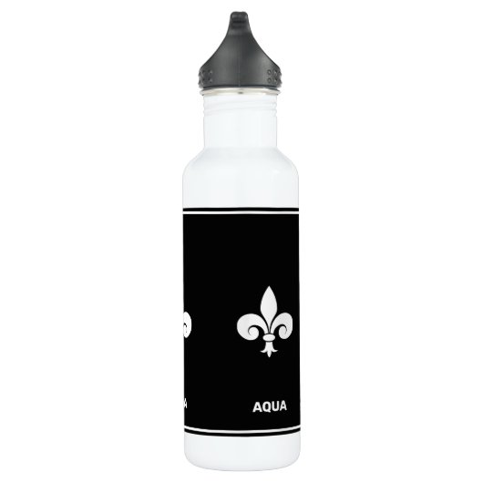 Bouteille D'eau Fleur de Lis en noir et blanc (Droite)