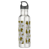 Bouteille D'eau Fleur de lys blanc moderne rayé doré (Dos)