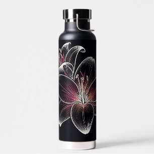 Bouteille D'eau Fleur de Lys rose néon et orange personnalisée