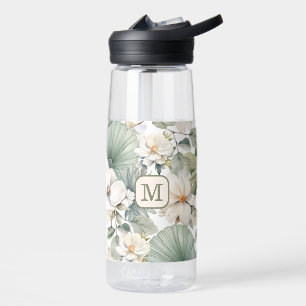 Bouteille D'eau Fleur de monogramme personnalisé aquarelle