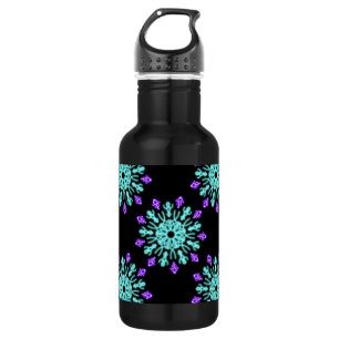 Bouteille D'eau Fleur de néon pourpre et turquose