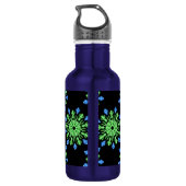 Bouteille D'eau Fleur de néon vert et bleu (Dos)