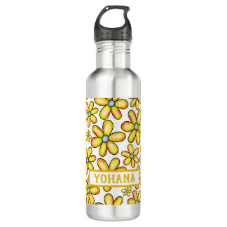 Bouteille D'eau Fleur de printemps Jaune motif personnalisé été
