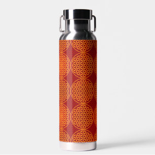 Bouteille D'eau FLEUR DE VIE - motif rouge orange
