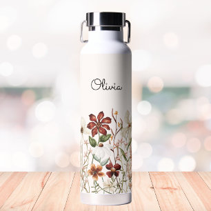 Bouteille D'eau Fleur Florale Vintage Aquarelle Personnalisée